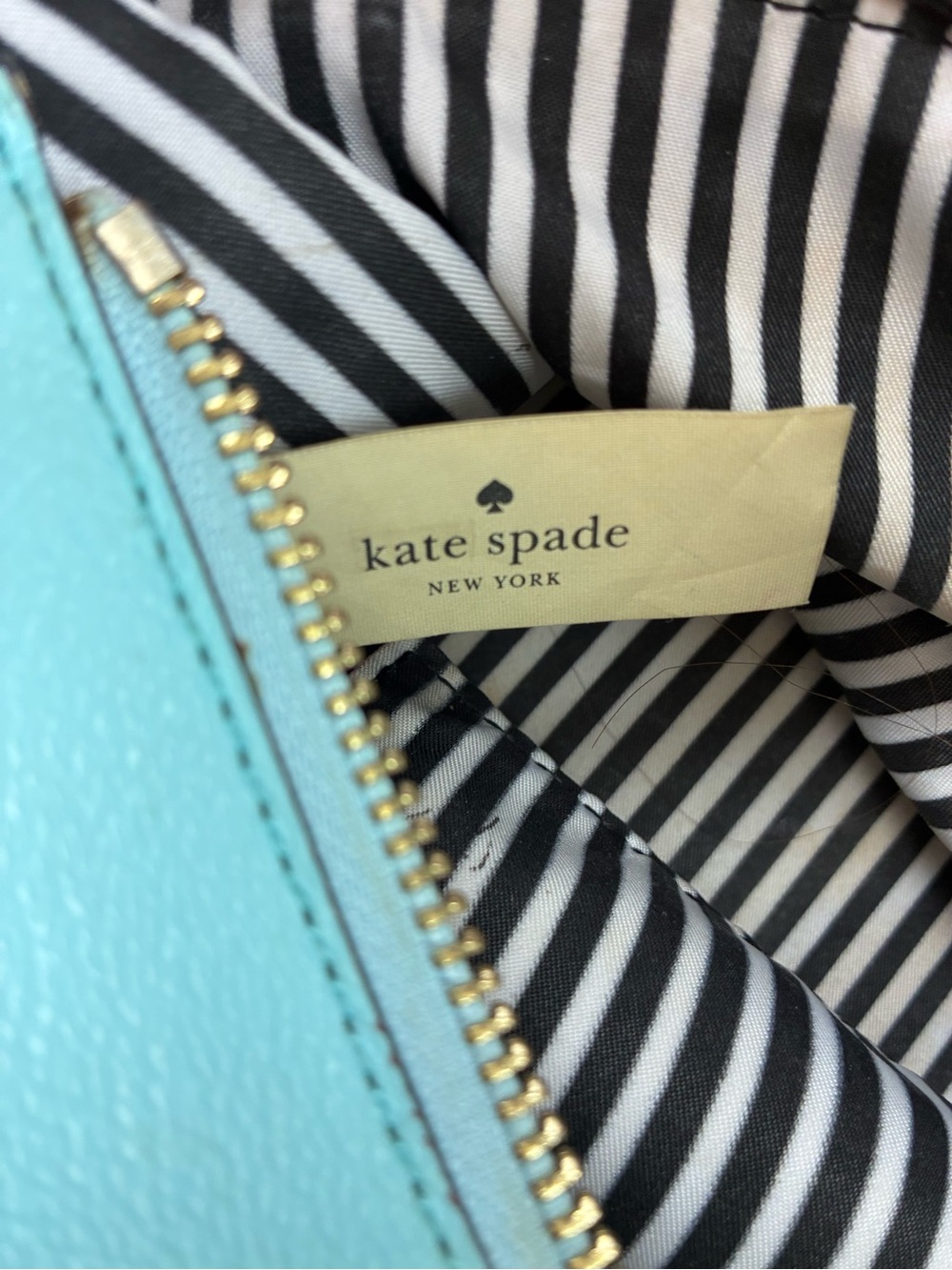 kate spade Palm-Print 'I Need A Vacation' Tote in Aqua with Tan Handles - Picture 6 of 6